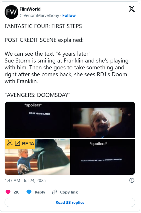 Leaked Fantastic Four: First Steps Post-Credit Scene